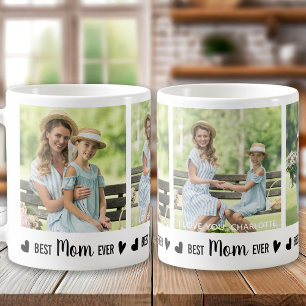 Beste MOM Ever Custom 3 Fotocollage Moederdag Koffiemok