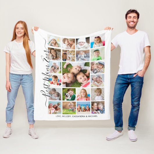 BESTE MOM OOIT 21 Fotocollage Script Keepsake Fleece Deken (In situ)