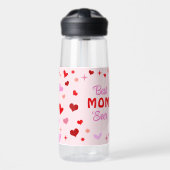 Beste MOM ooit - Roze achtergrond Rode harten en s Waterfles (Voorkant)