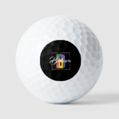 Beste monogram initiaal gekleurde letter B zwart Golfballen (Voorkant)