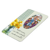 Beste Mum Foto Groene Gingham en Daffodils in Jar Magneet (Linkerzijde)
