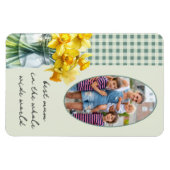 Beste Mum Foto Groene Gingham en Daffodils in Jar Magneet (Horizontaal)