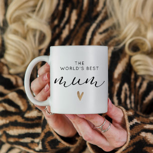 Beste Mum Gold Heart Moderne Kalligrafie Minimalis Koffiemok