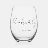 Beste Mum ooit Script Monogram Wijnglas Zonder Voet (Voorkant)