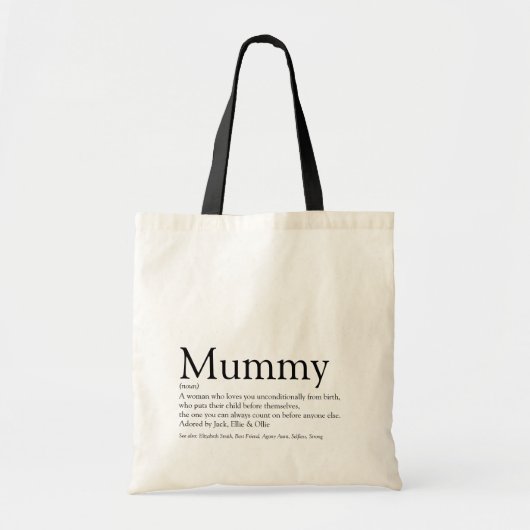Beste Mummy Definition Quote Modern ter wereld Tote Bag (Voorkant)