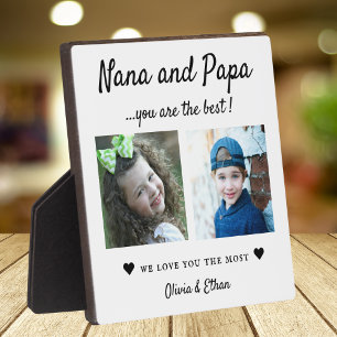 Beste Nana en Papa Grootouders 2 Fotocollage Wit Fotoplaat