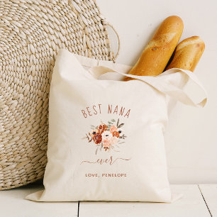 Beste Nana Ever Boho Terracotta Floral Tote Bag