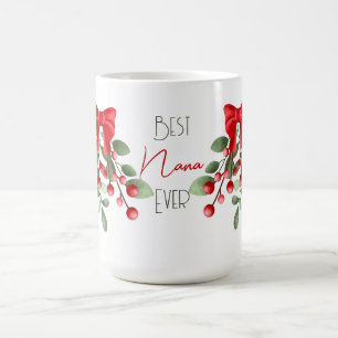Beste Nana Ever Mistletoe en Rode Bogen Koffiemok