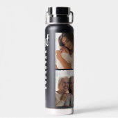 Beste Nana | Grandma Custom Name 4 Photo Waterfles (Achterkant)