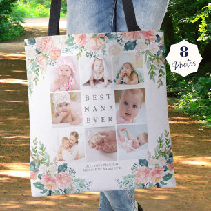 BESTE NANA OOIT 8 Foto Collage Pink Floral - Aange Draagtas
