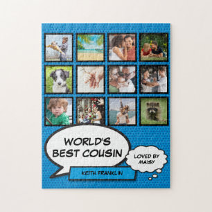 Beste neef 12 foto collage Blauwe pret Comic Legpuzzel