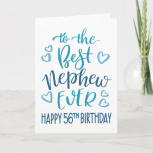 Beste Neef Ooit 56e Verjaardag Typografie in Blauw Kaart
