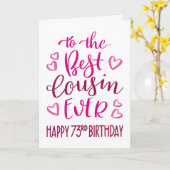 Beste neef ooit 73e verjaardag typografie in roze kaart (Gele Bloem)