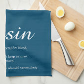 Beste neef ooit Cousin Definitie Script Blauw Theedoek (Quarter Fold)