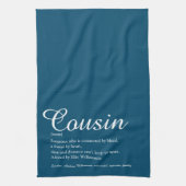 Beste neef ooit Cousin Definitie Script Blauw Theedoek (Verticaal)