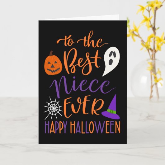 Beste nicht ooit Halloween in oranje en paars Kaart (Gele Bloem)