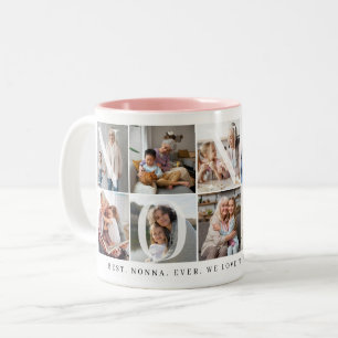 Beste Nonna ooit, 10 Photo Grid Gift voor oma Tweekleurige Koffiemok