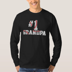 Beste Nummer 1 1 Opa Honkbal Vintage Bedrukt T-shirt