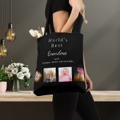 Beste oma aangepaste gezinsfotocollage zwart draagtas