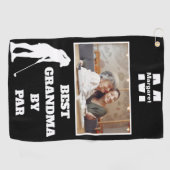 Beste Oma By Par Golf met aangepaste foto Golfhanddoek (Horizontaal)
