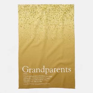 Beste Oma en Opa Ooit Definitie Goud Glitter Theedoek