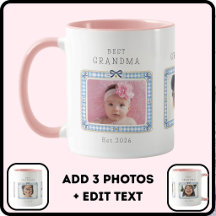 Beste oma Est aangepaste datum 3 foto cute preppy