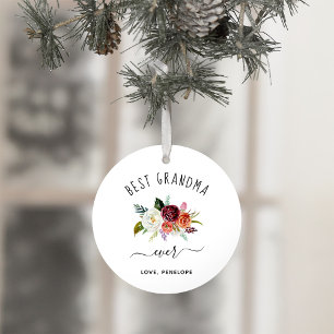 Beste oma Ever Foto Burgundy Boho Floral Ornament