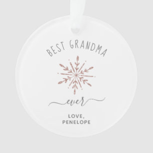 Beste oma Ever Roos Gold Snowflake en foto Ornament