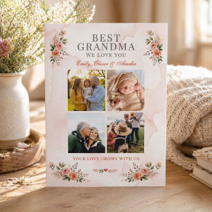 Beste oma foto collage bloemschikking feestdagenkaart
