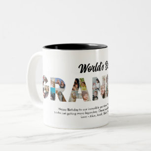 Beste Oma Foto Collage Letter Cutout Verjaardag Tweekleurige Koffiemok