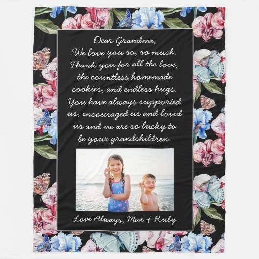 Beste oma | Foto en brief gepersonaliseerd Fleece Deken (Voorkant)