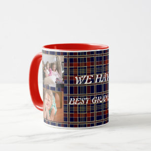 Beste oma met 4 foto's Plaid Tartan Mok