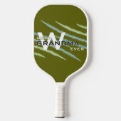 Beste Oma met Monogramed initialen Light Olive Pickleball Paddle (Achterkant)