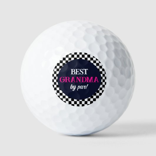 Beste Oma Modern Check Hot Pink Golfballen (Voorkant)