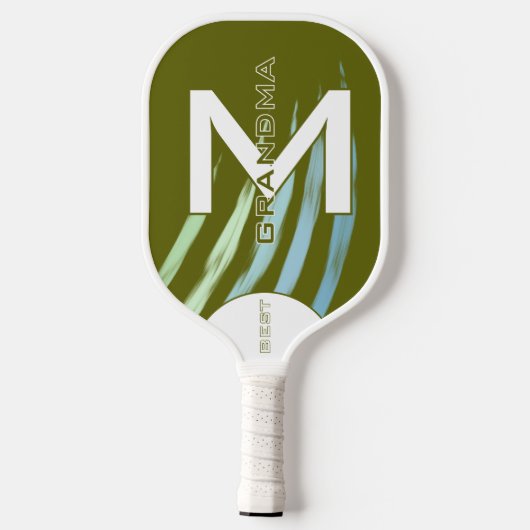 Beste Oma, Monografische initialen, Lichte Olijf Pickleball Paddle (Achterkant)
