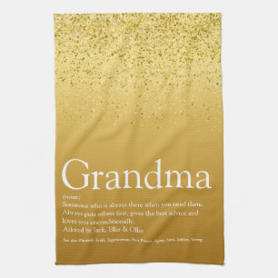 Beste oma, oma-definitie goud glitter theedoek