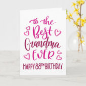 Beste oma ooit 88ste verjaardag typografie in roze kaart (Gele Bloem)
