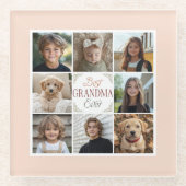 Beste oma ooit 8 fotocollage glazen onderzetter (Voorkant)