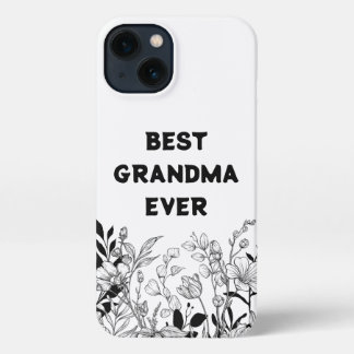 Beste Oma Ooit Bloemen Zwart En Wit iPhone 13 Hoesje
