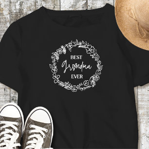 Beste oma ooit Bloemenkrans Zwart T-shirt