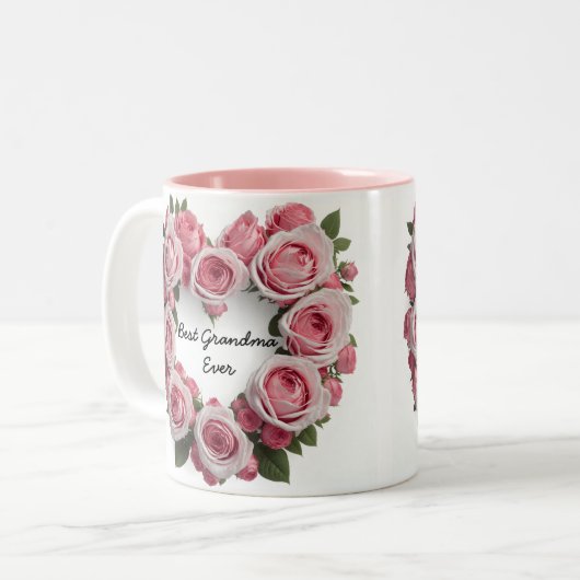 Beste oma ooit bloemenroze tweekleurige koffiemok (Voorkant links)