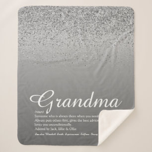 Beste Oma Ooit Definitie Zilver Glitter Sherpa Deken