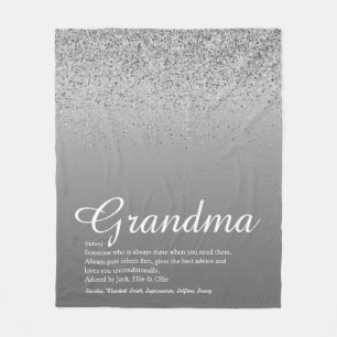 Beste Oma Ooit Definitie Zilveren Glitter Fleece Deken