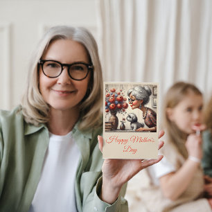 Beste oma ooit Elegant nana boeket schattige hond Kaart