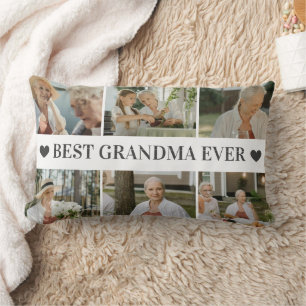 Beste oma ooit foto-collage – Cadeau met harten Kussen