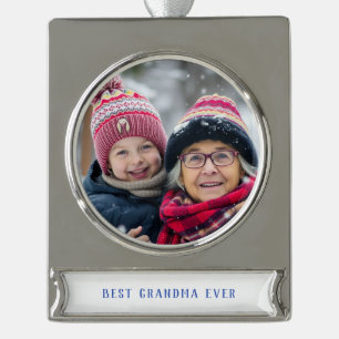 Beste oma ooit foto verzilverd banner ornament