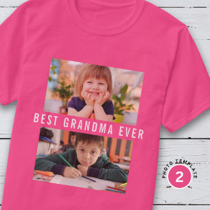 Beste oma ooit kleinkinderen 2 foto collage Roze T-shirt