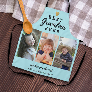 Beste oma ooit kleinkinderen 3 foto collage blauw schort