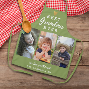 Beste oma ooit kleinkinderen 3 Foto Collage Groen Schort