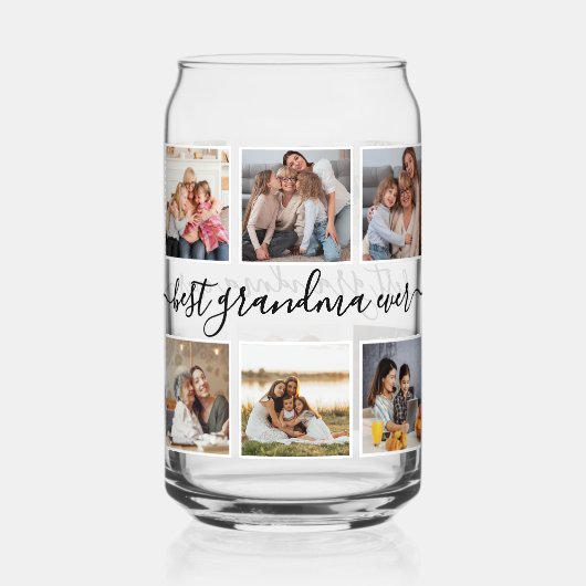 Beste oma ooit moderne aangepaste fotocollage blikvorm glas (Voorkant)